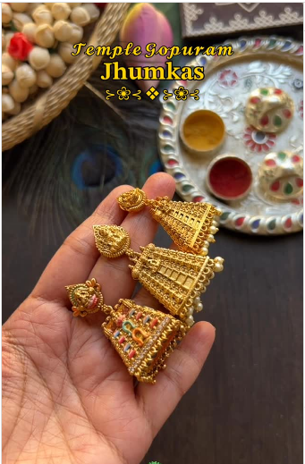 Temple Gupuram Combo 3 Jhumkas South Indian Temple