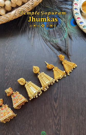 Temple Gupuram Combo 3 Jhumkas South Indian Temple
