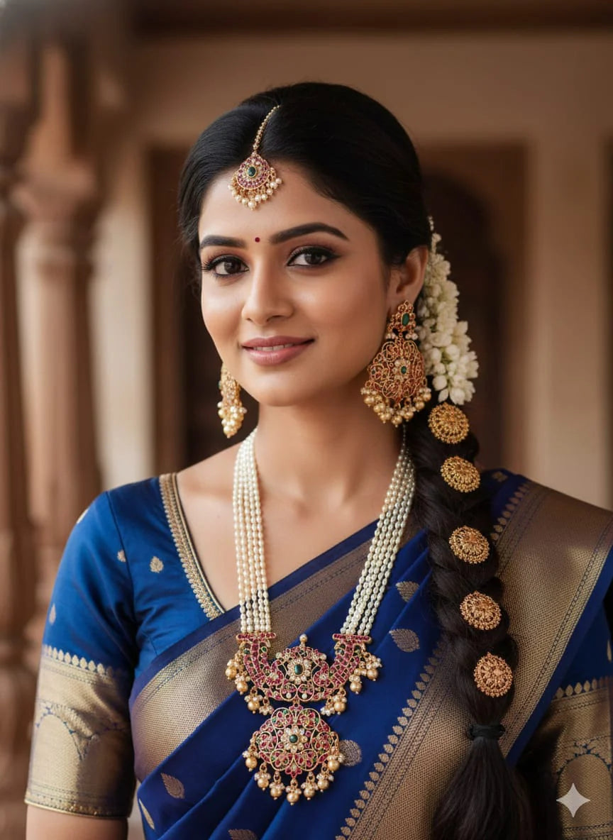 Jadau Kundan with Rice Beads Gold Plated Haram (Necklace)